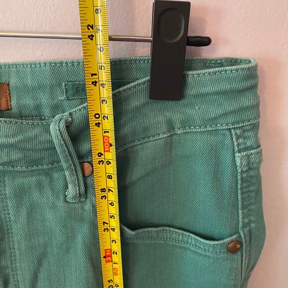 Judy Blue Teal Green Garment Dyed Bootcut Frayed Jeans Women's size 11 / 30 - Picture 8 of 11